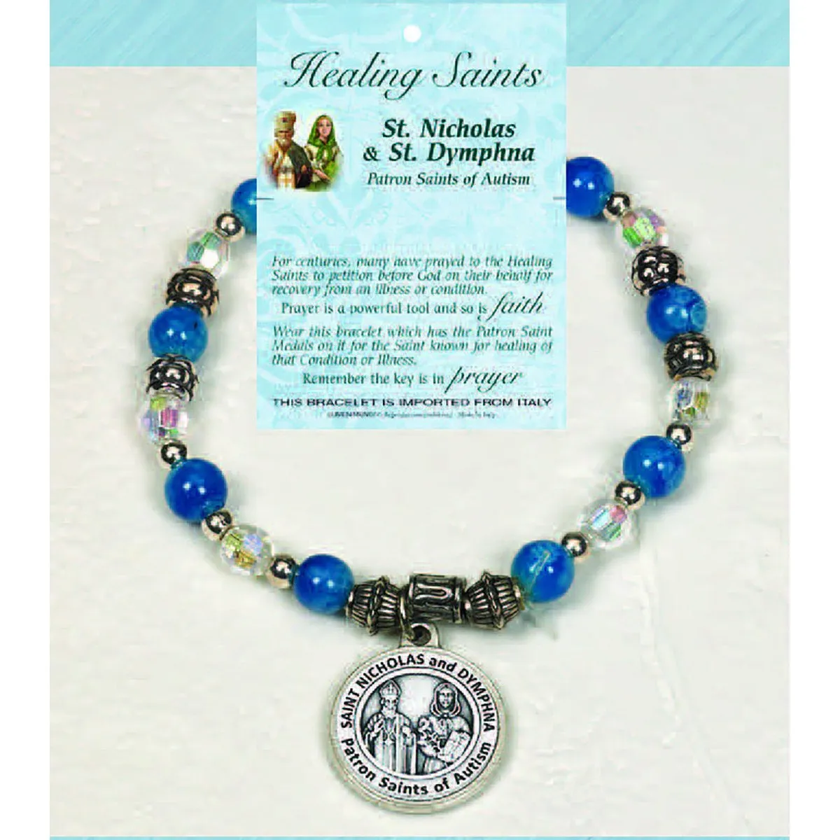 Healing Saint Italian Charm Bracelet - St Nicolas & St Dymphna - Pack of 4
