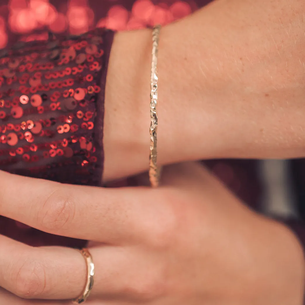 Heavy Chopped 9ct Gold Bangle