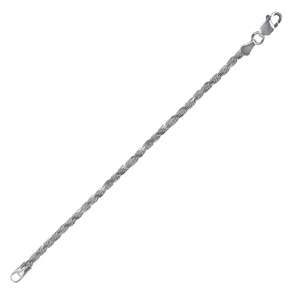 High Polished 925 Sterling Silver Diamond Cut High Polished Rope 040 Anklets 1.8mm - CHA524