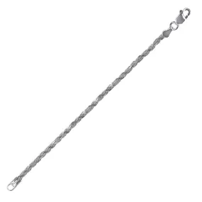 High Polished 925 Sterling Silver Diamond Cut High Polished Rope 040 Anklets 1.8mm - CHA524