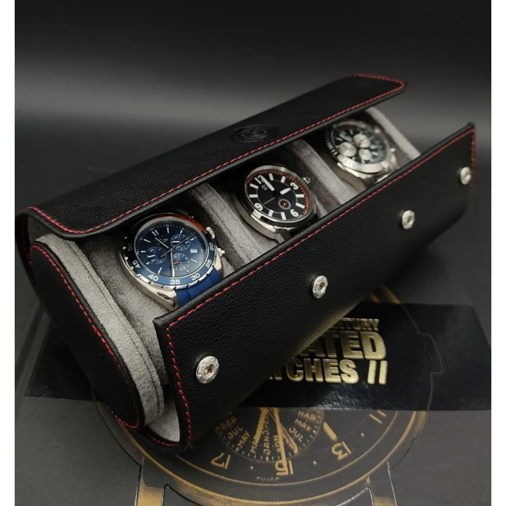 HQ Watches Care Watch Roll for 3 Watches - Black