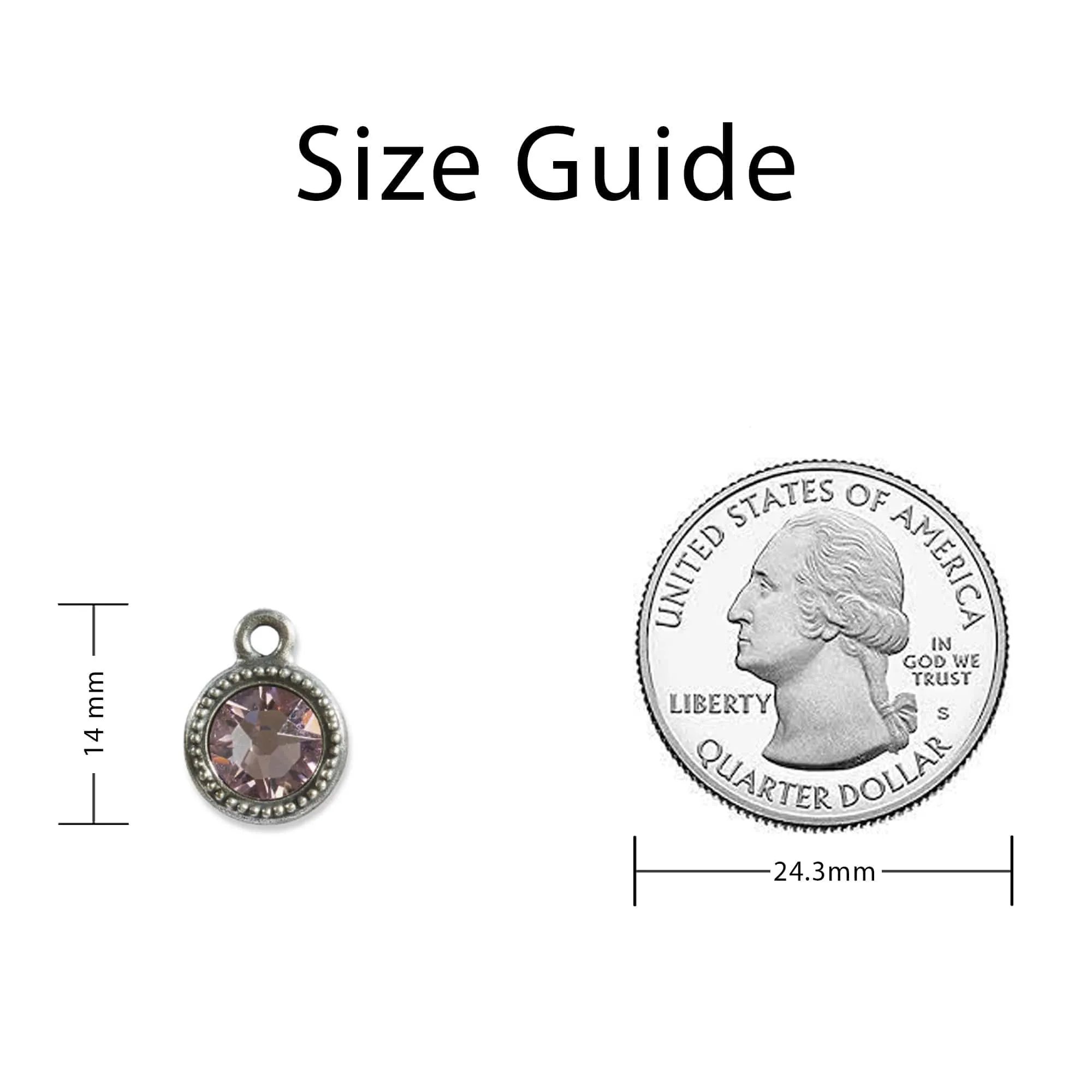 June Birthstone Pink Crystal Charm