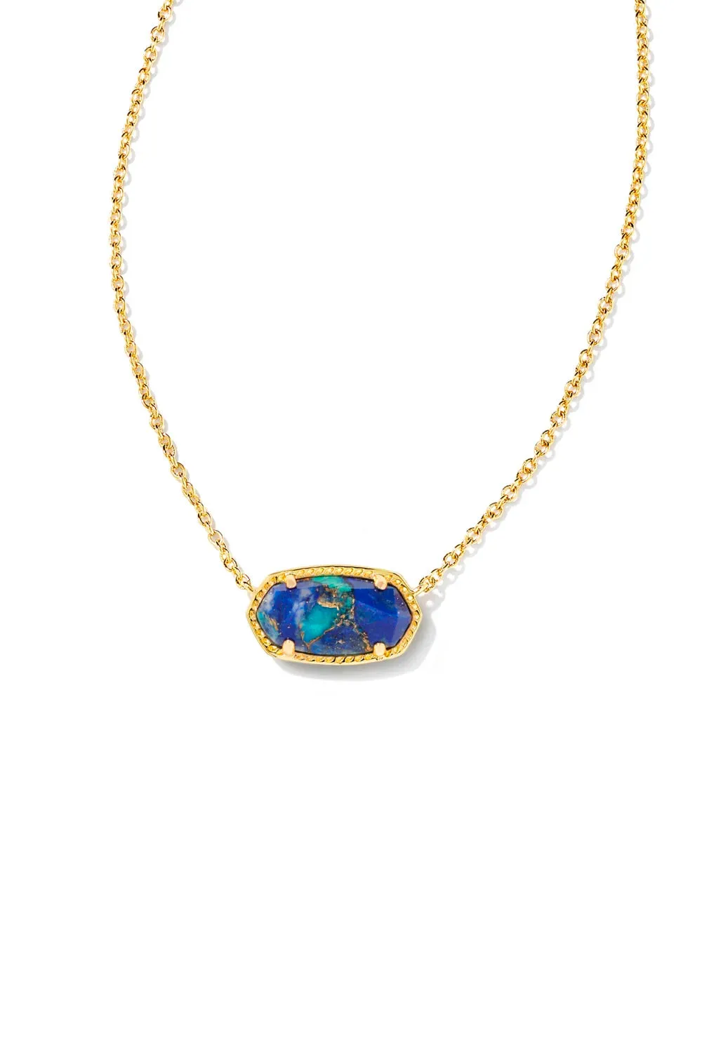 Kendra Scott: Elisa Gold Pendant Necklace - Bronze Veined Lapis Turquoise