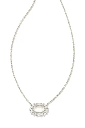 Kendra Scott: Elisa Silver Crystal Frame Short Pendant Necklace - Ivory Mother Of Pearl