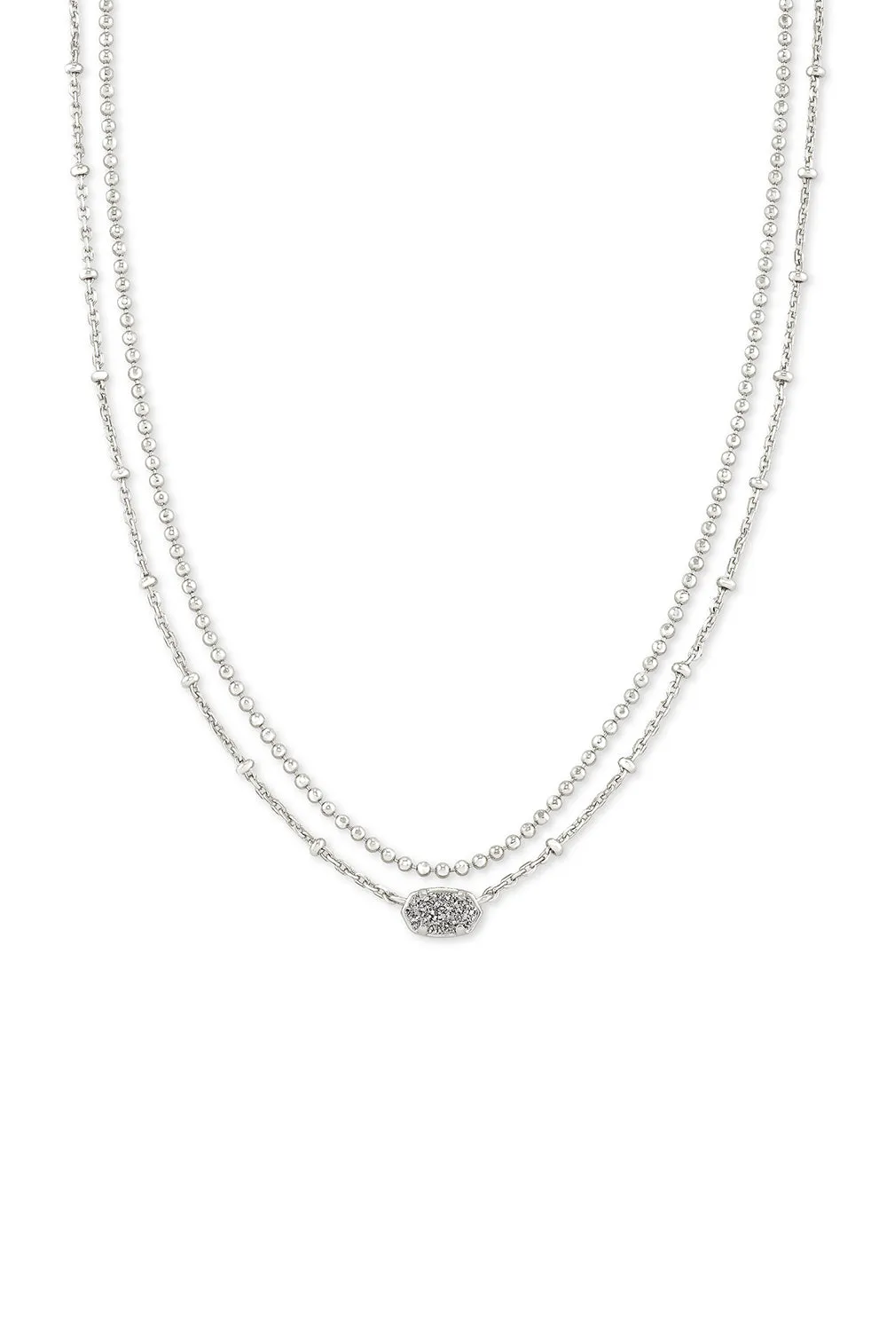 Kendra Scott: Emilie Silver Multi Strand Necklace - Platinum Drusy
