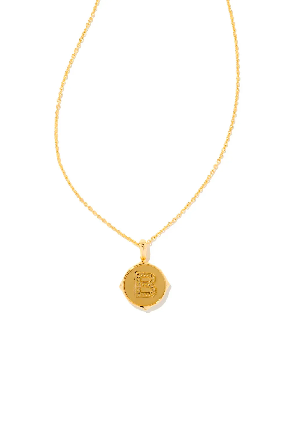 Kendra Scott: Letter B Gold Disk Pendant Necklace - Iridescent Abalone