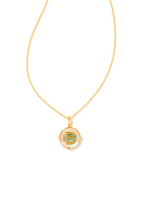 Kendra Scott: Letter B Gold Disk Pendant Necklace - Iridescent Abalone