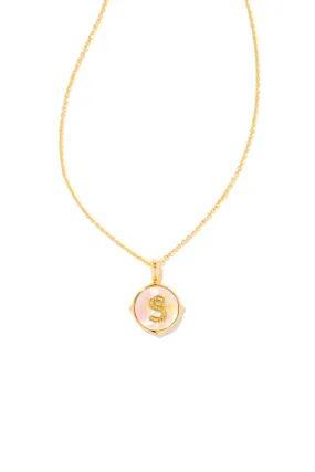 Kendra Scott: Letter S Gold Disk Pendant Necklace - Iridescent Abalone