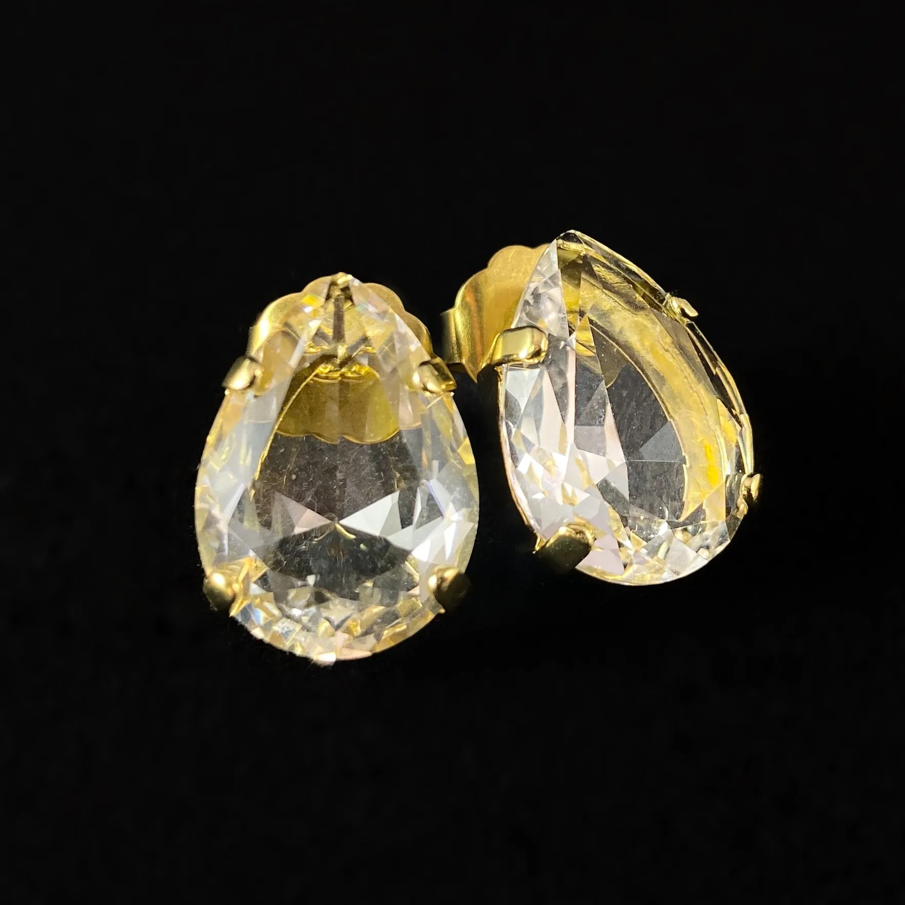 Large Clear Pear Cut Crystal Stud Earrings, Eileen - Sorrelli