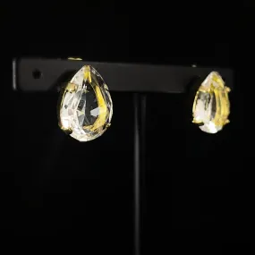 Large Clear Pear Cut Crystal Stud Earrings, Eileen - Sorrelli