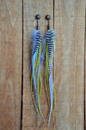 Lavender   Sage Feather Earrings
