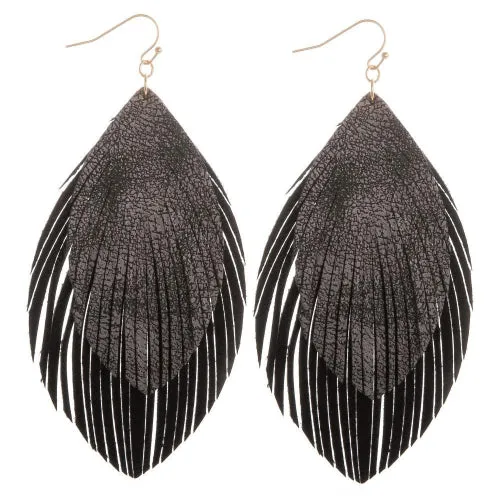 Layered Double Feather Earrings
