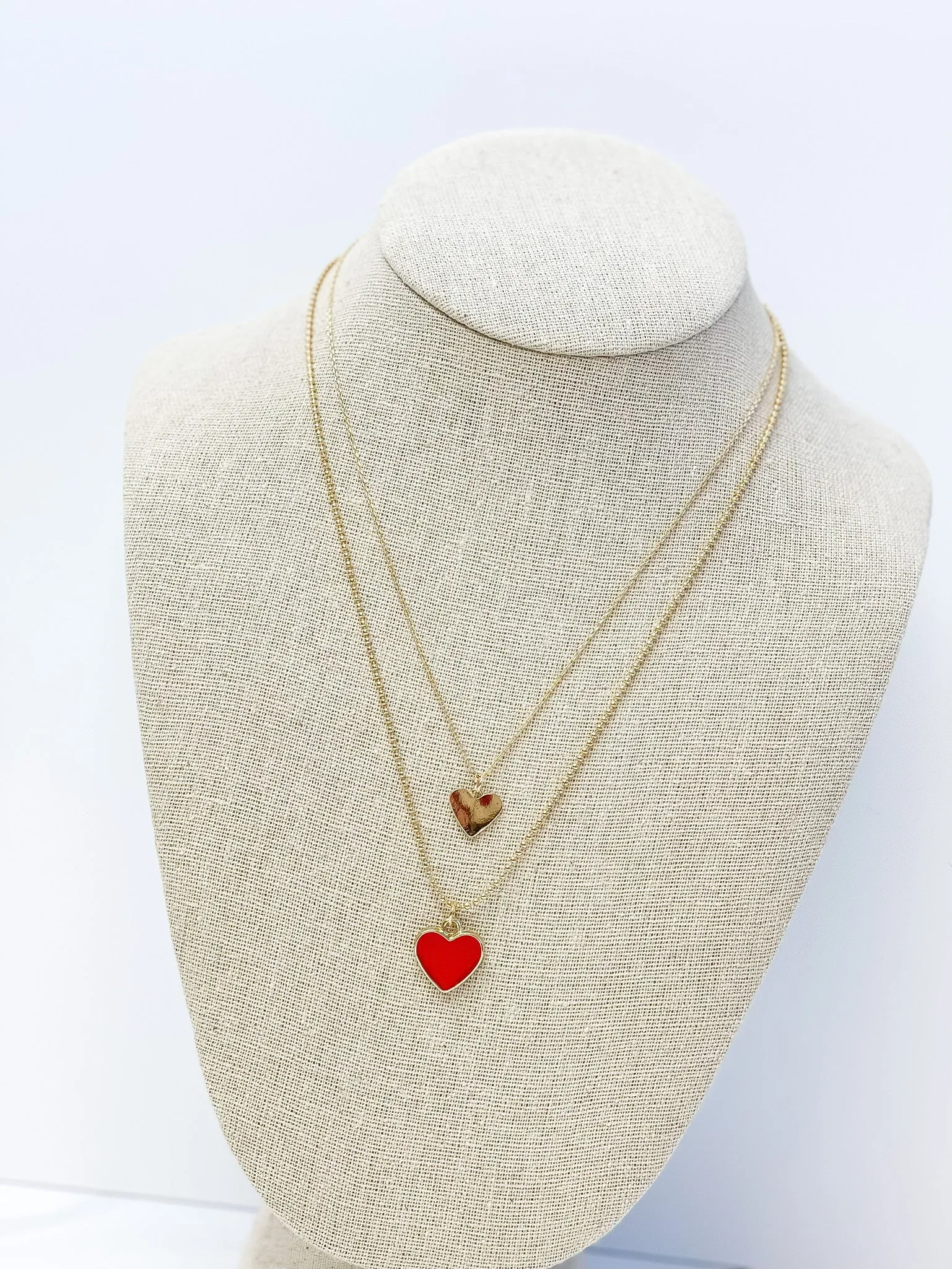 Layered Enamel Heart Necklaces