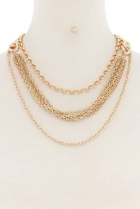 Layered Metal Multi Chain Necklace