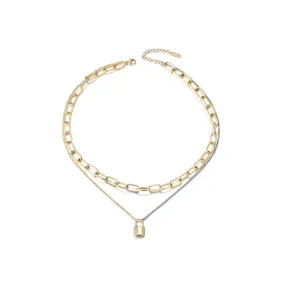 Lock Pendant Layered Necklace