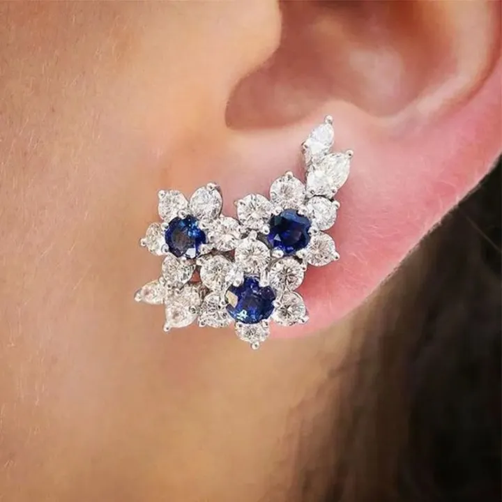 Lorna CZ Crystal Leaves Stud Earrings