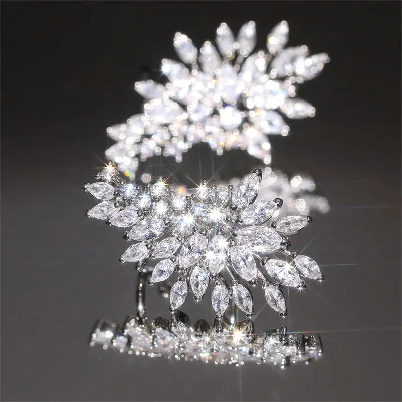 Lorna CZ Crystal Leaves Stud Earrings