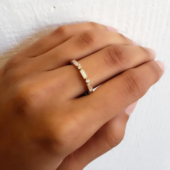 Lucy Baguette and Round Diamond Band