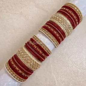 Luxury Bridal Bangle Set - Maroon