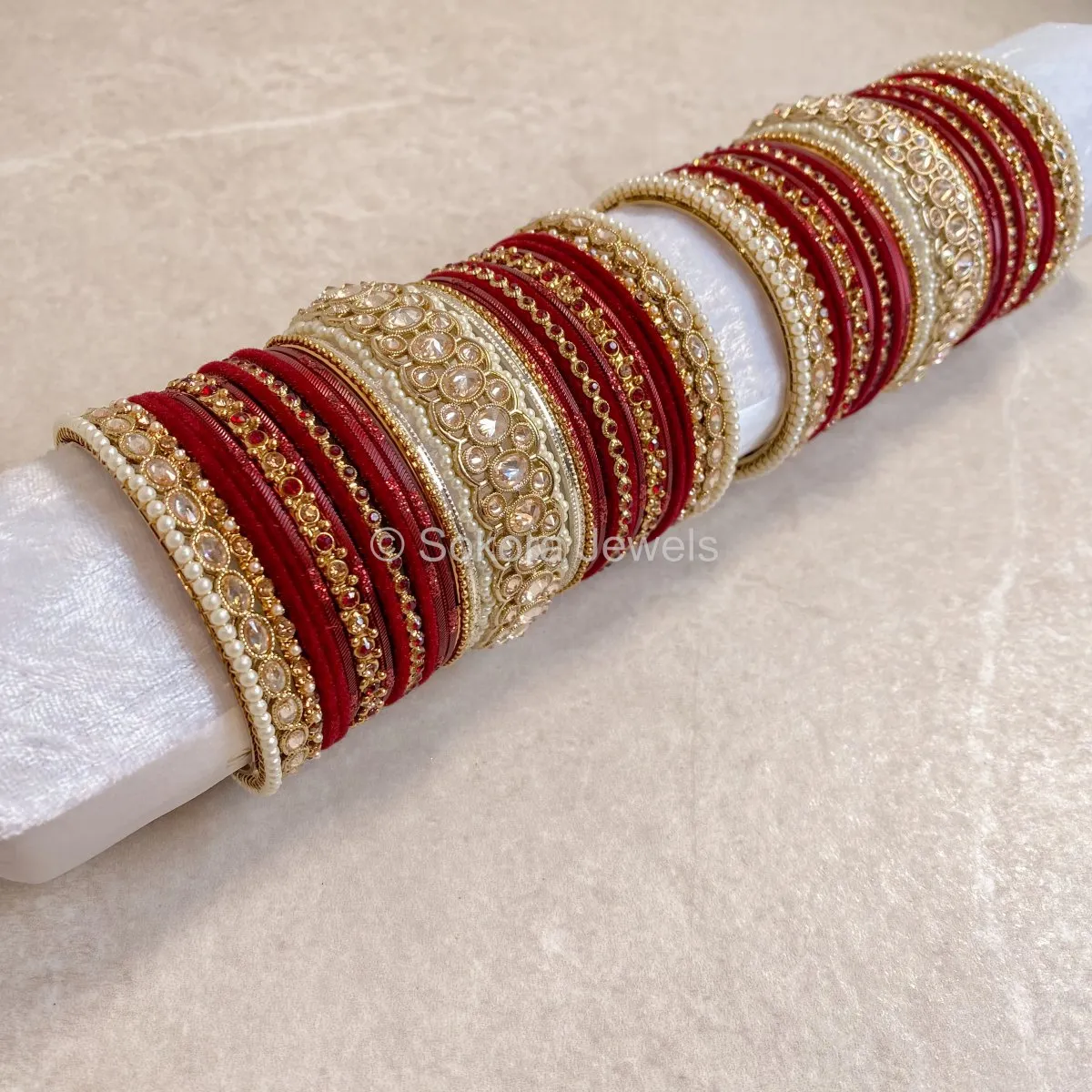Luxury Bridal Bangle Set - Maroon