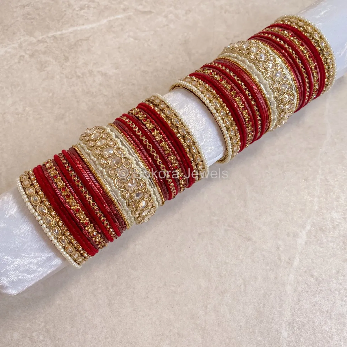 Luxury Bridal Bangle Set - Maroon