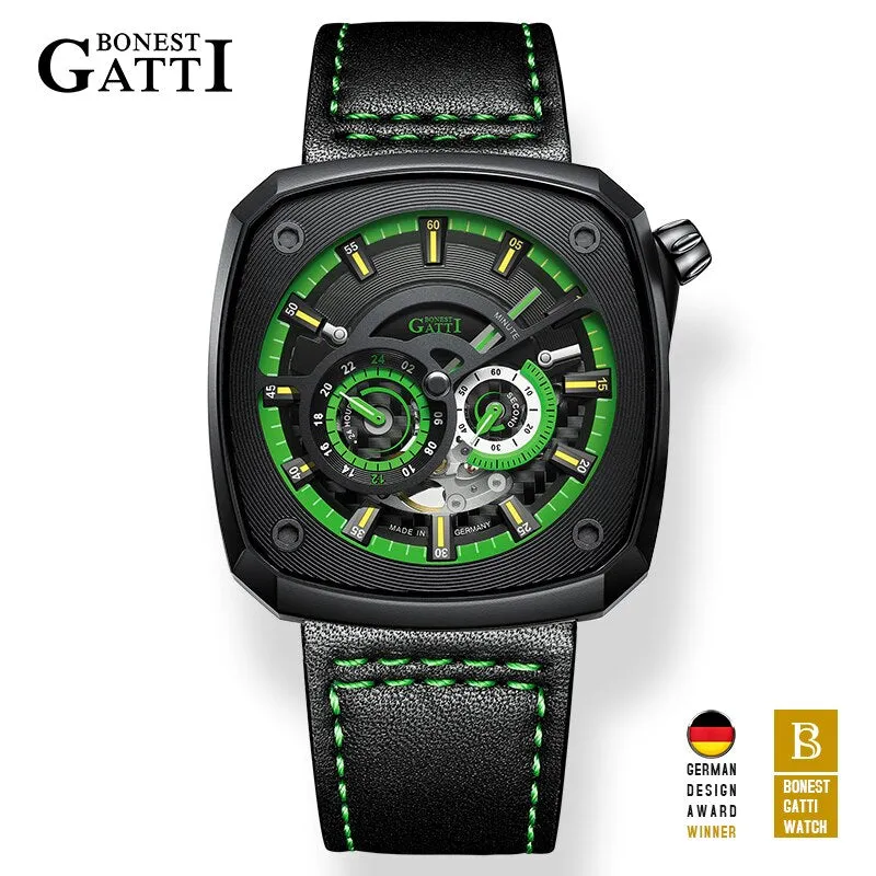 Luxury Sports Car Sapphire Dial Case Military Waterproof  Wrist Watch for Men Automatic Mechanical Skeleton Relogio Masculino