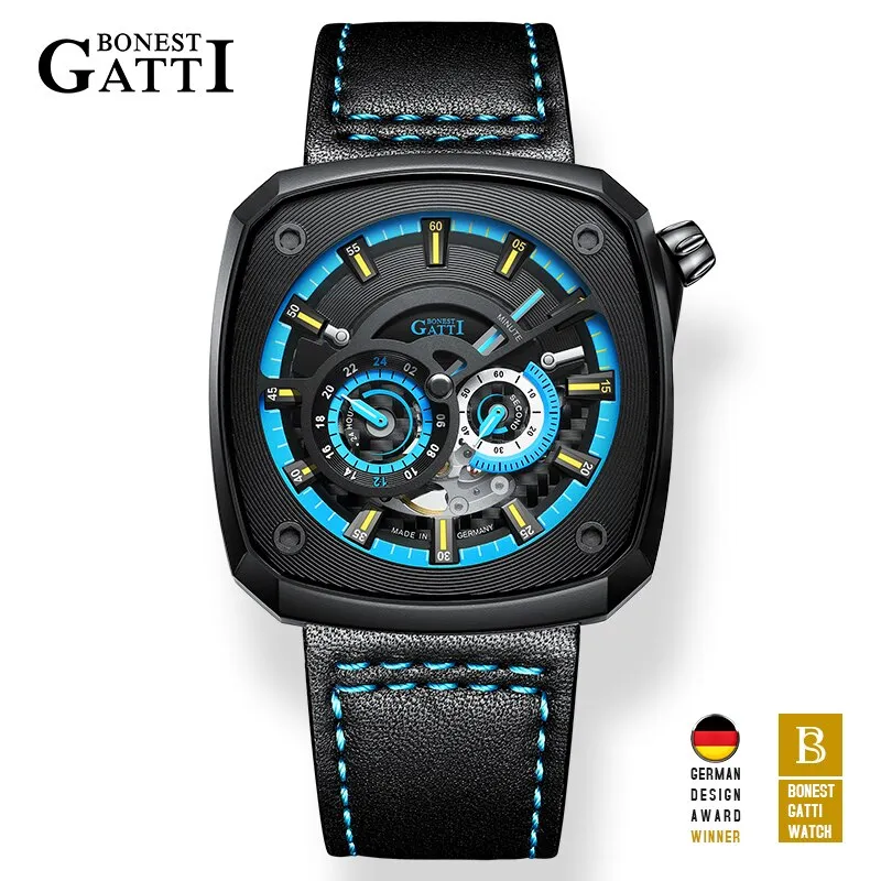 Luxury Sports Car Sapphire Dial Case Military Waterproof  Wrist Watch for Men Automatic Mechanical Skeleton Relogio Masculino