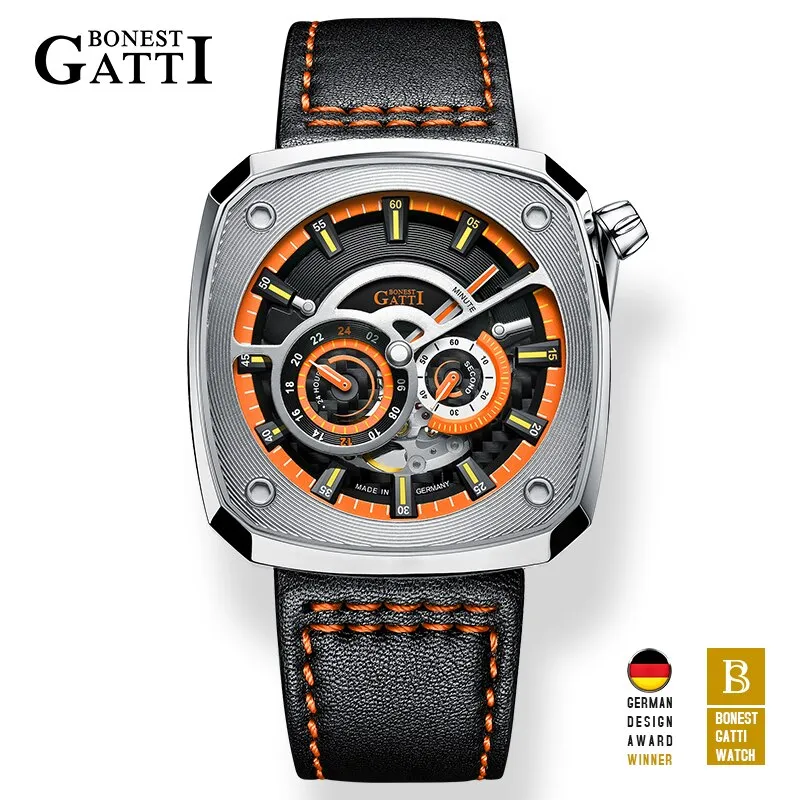 Luxury Sports Car Sapphire Dial Case Military Waterproof  Wrist Watch for Men Automatic Mechanical Skeleton Relogio Masculino