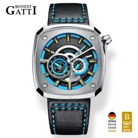 Luxury Sports Car Sapphire Dial Case Military Waterproof  Wrist Watch for Men Automatic Mechanical Skeleton Relogio Masculino