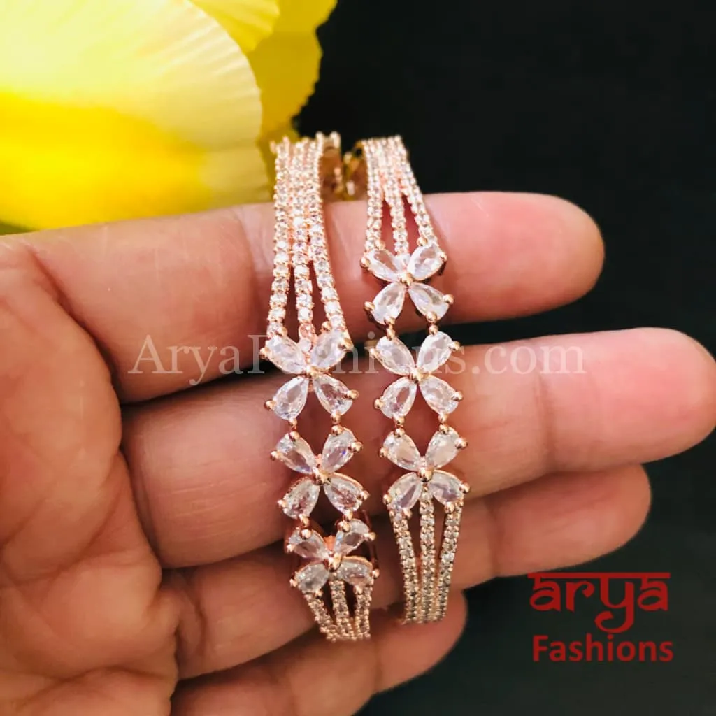 Mahia Rose Gold CZ Designer Bangles