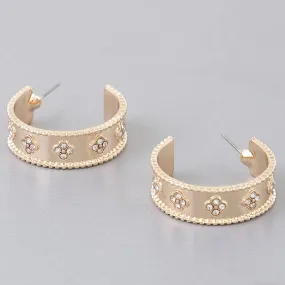 Meeka Multi Jeweled Clover Hoop Earrings