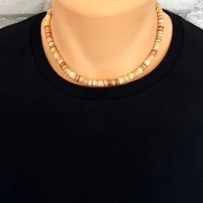 Mens Shell Disc Beaded Necklace