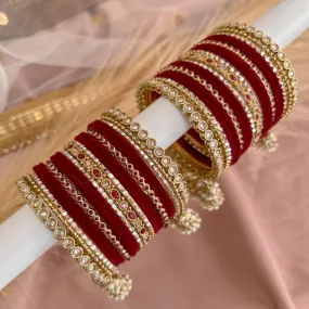 Midi Crimson Maroon Jhumka Bangles Stack