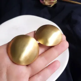 Minimalist Matte Gold Button Stud Earrings
