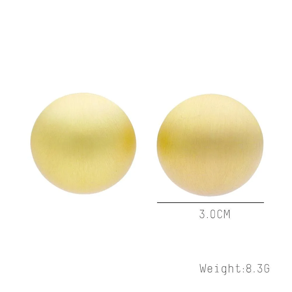 Minimalist Matte Gold Button Stud Earrings