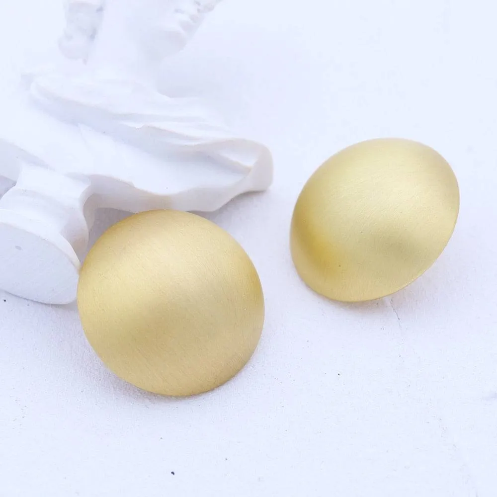 Minimalist Matte Gold Button Stud Earrings