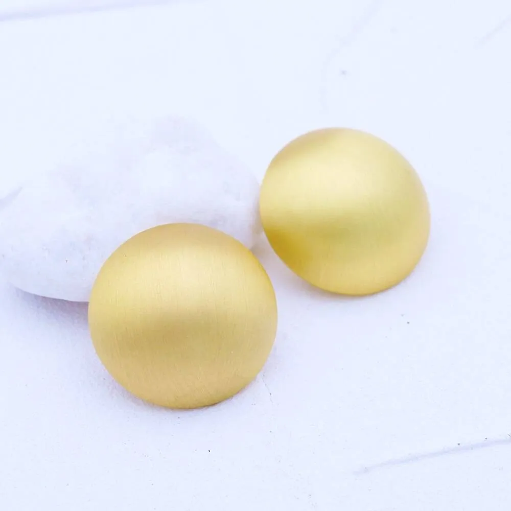 Minimalist Matte Gold Button Stud Earrings