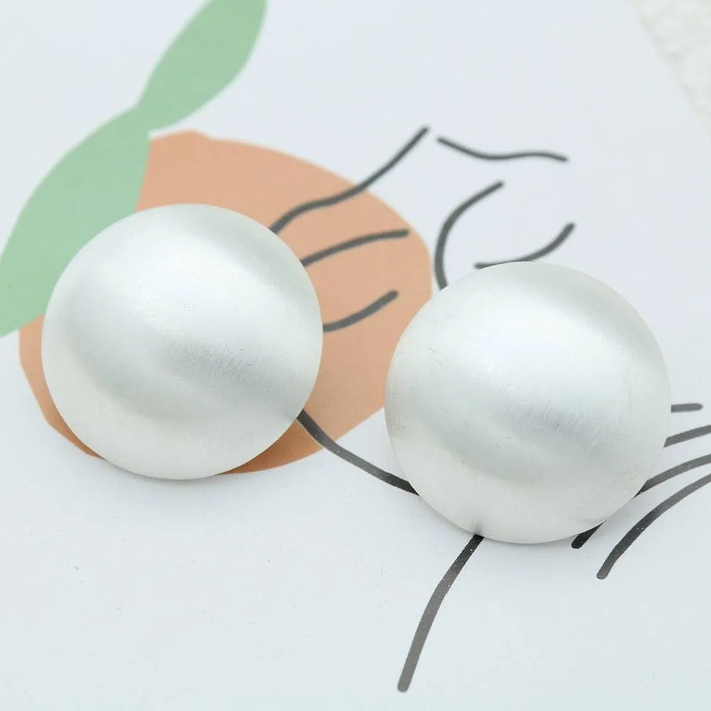 Minimalist Matte Gold Button Stud Earrings