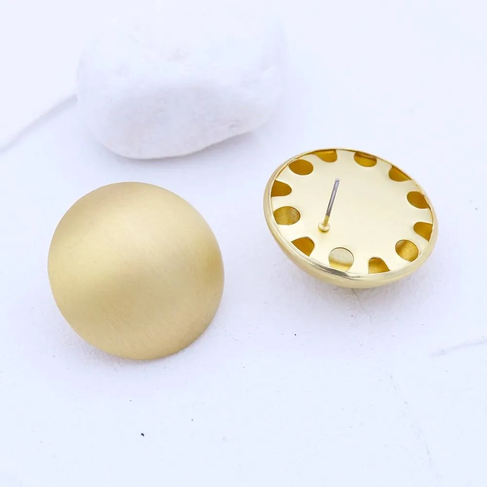 Minimalist Matte Gold Button Stud Earrings