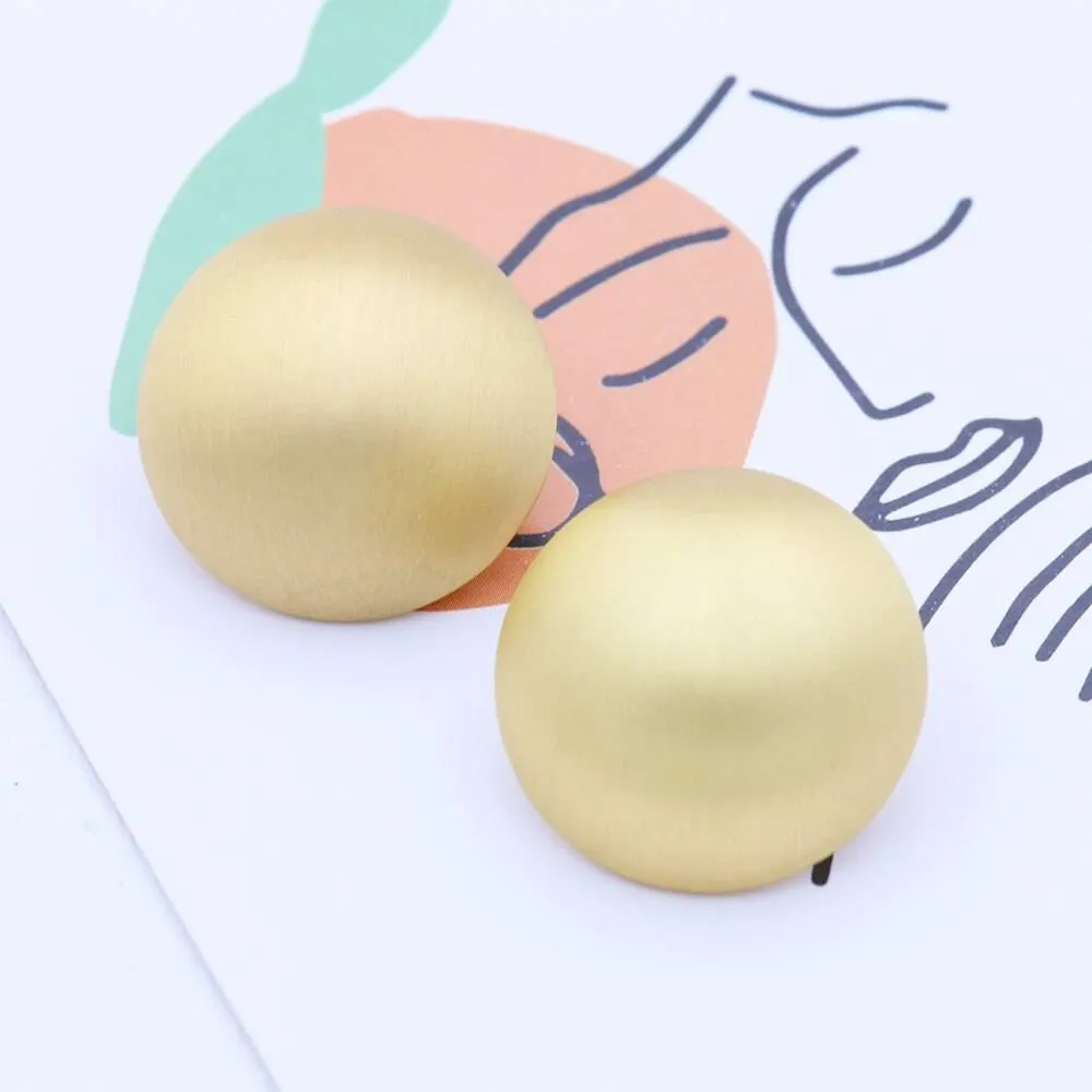 Minimalist Matte Gold Button Stud Earrings