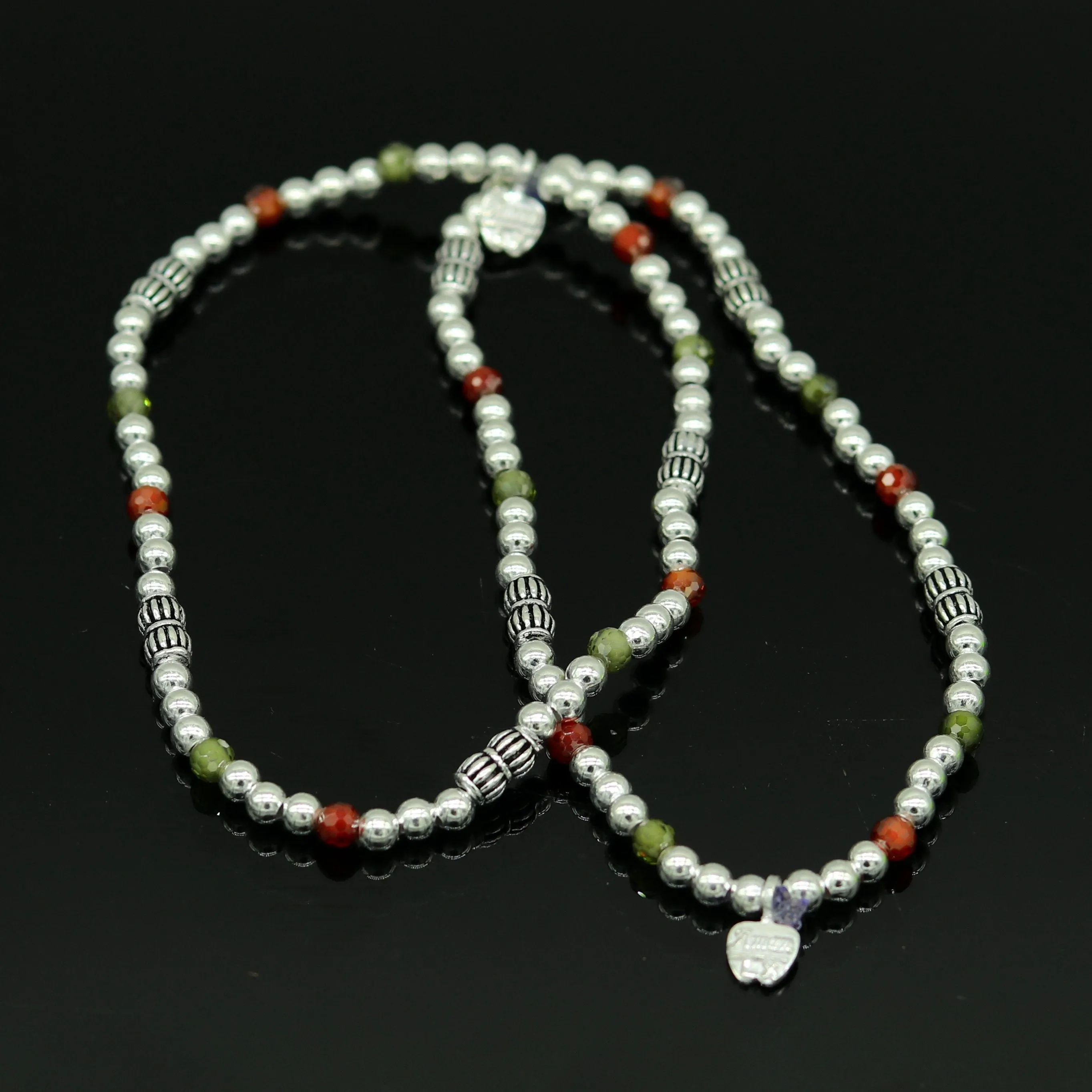 Modern stylish handmade silver beaded adjustable ankle bracelet, excellent belly dance jewelry, customized personalized gifting nank 210