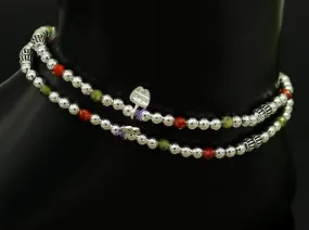 Modern stylish handmade silver beaded adjustable ankle bracelet, excellent belly dance jewelry, customized personalized gifting nank 210