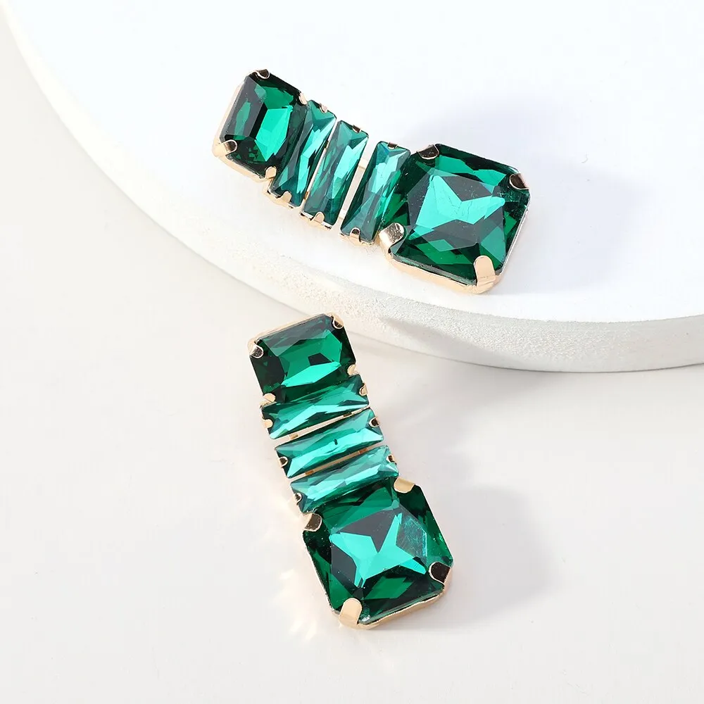 Modern Trendy Colorful Sparkly Glass Dangle Earrings For Women