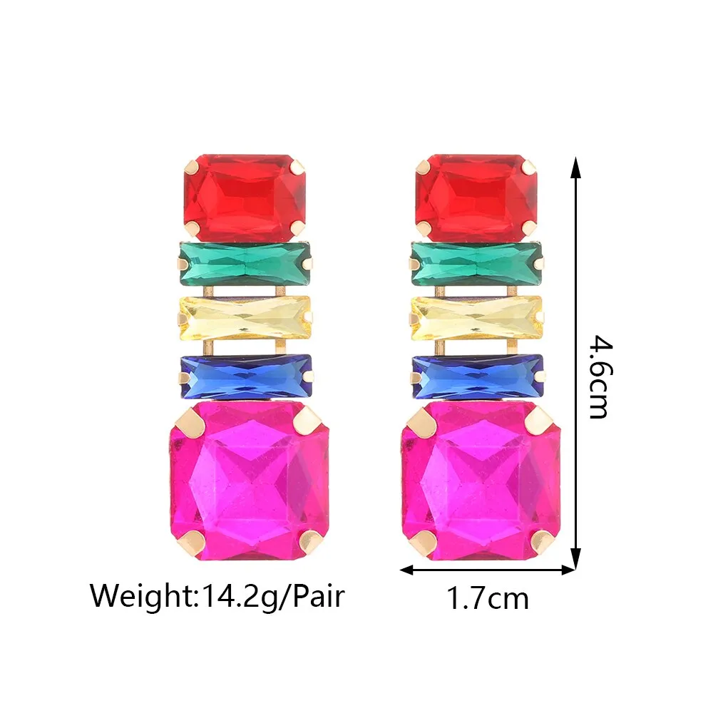 Modern Trendy Colorful Sparkly Glass Dangle Earrings For Women