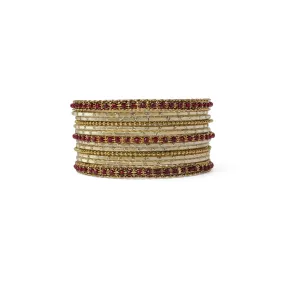 Mohini Bangle Set in Maroon and Antique Gold