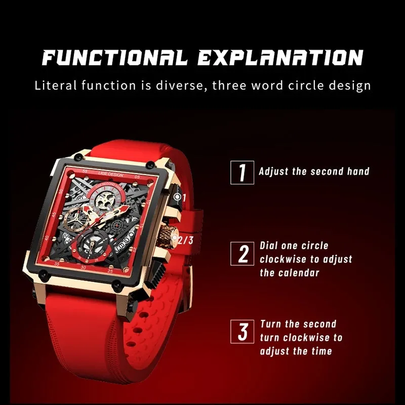 Montre Luxe LIGE 2023 Men Watch Top Brand Luxury Waterproof Quartz Square Wrist Watches for Men Date Sports Silicone Clock Male Montre Homme