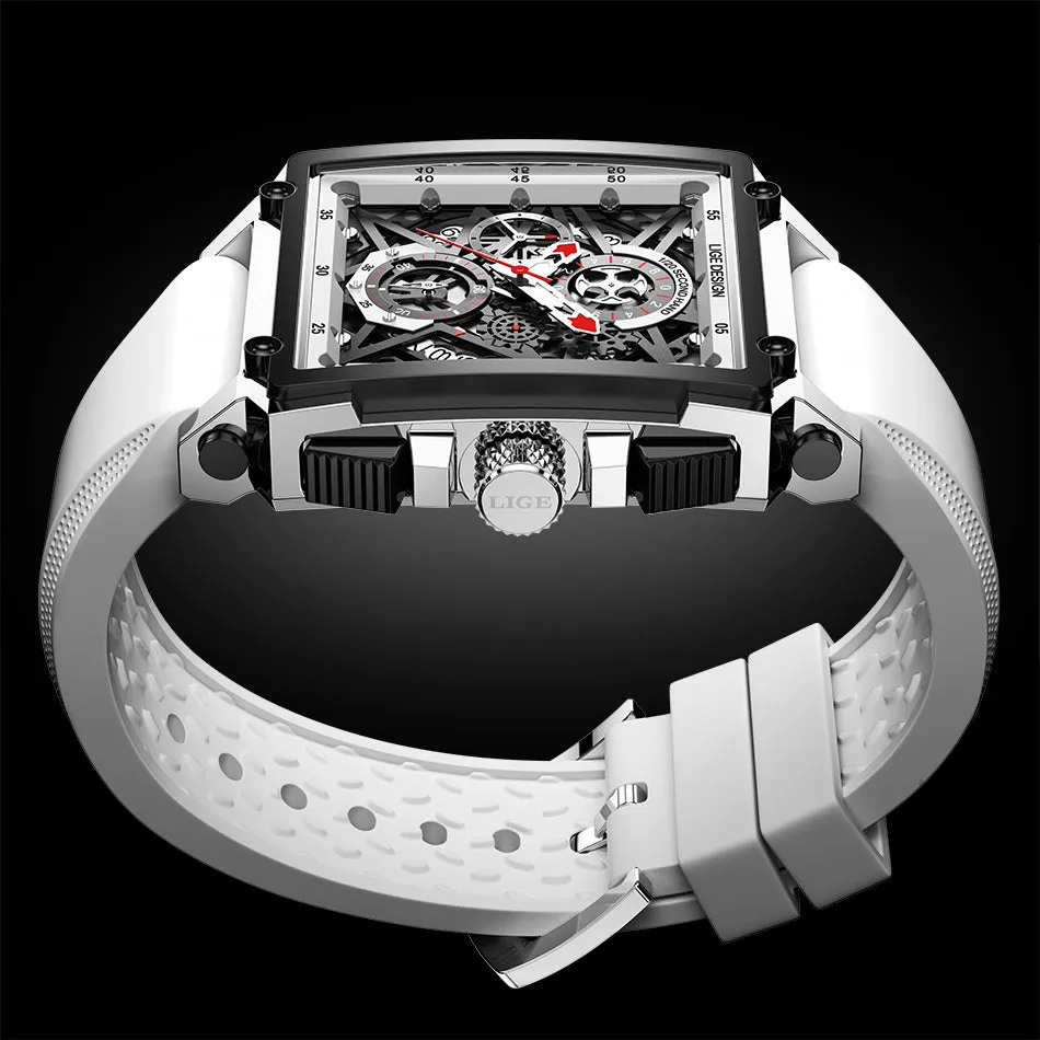 Montre Luxe LIGE 2023 Men Watch Top Brand Luxury Waterproof Quartz Square Wrist Watches for Men Date Sports Silicone Clock Male Montre Homme