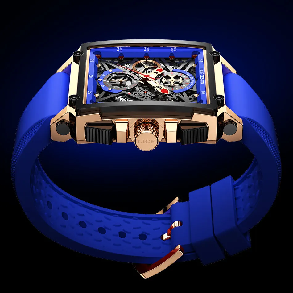 Montre Luxe LIGE 2023 Men Watch Top Brand Luxury Waterproof Quartz Square Wrist Watches for Men Date Sports Silicone Clock Male Montre Homme