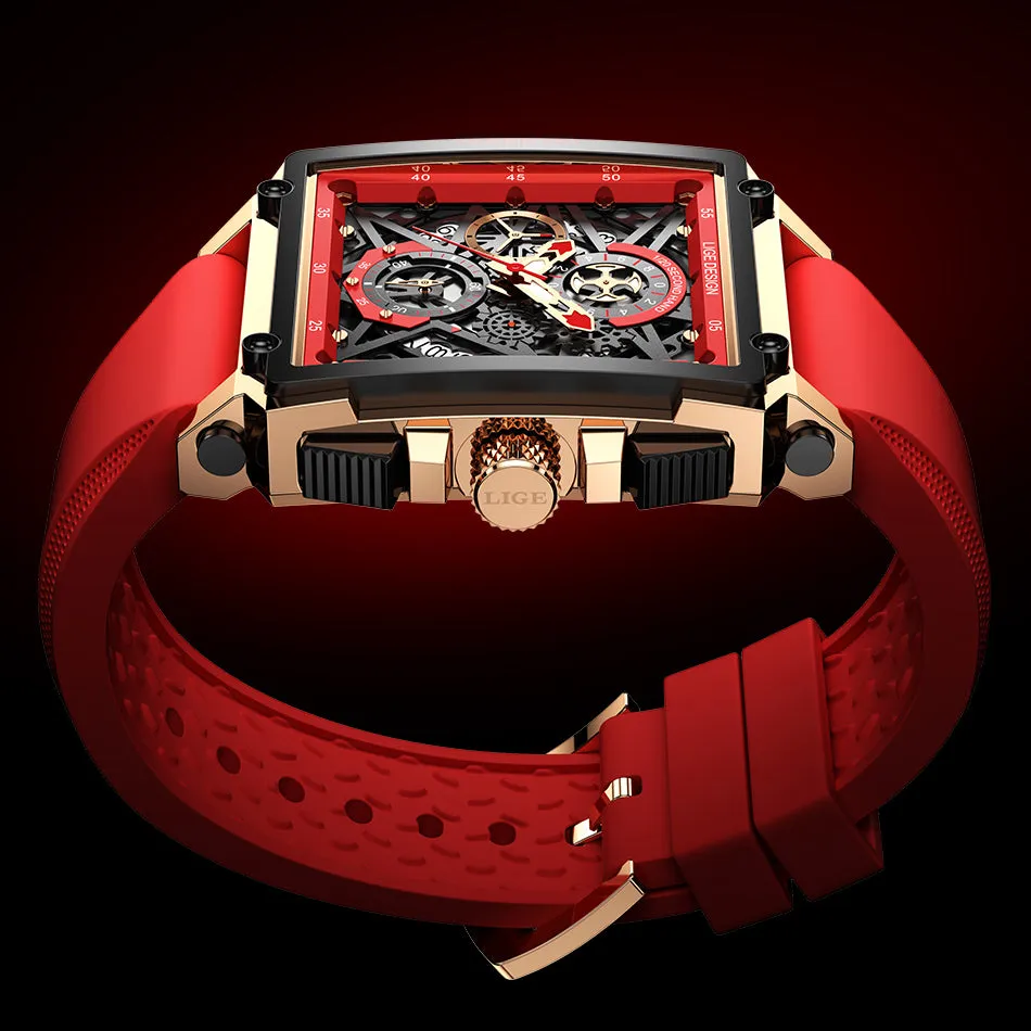 Montre Luxe LIGE 2023 Men Watch Top Brand Luxury Waterproof Quartz Square Wrist Watches for Men Date Sports Silicone Clock Male Montre Homme