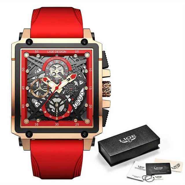 Montre Luxe LIGE 2023 Men Watch Top Brand Luxury Waterproof Quartz Square Wrist Watches for Men Date Sports Silicone Clock Male Montre Homme